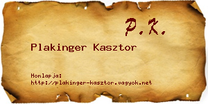Plakinger Kasztor névjegykártya